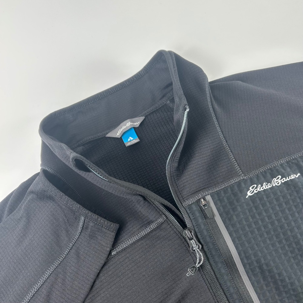 Eddie Bauer Men's XXL First Ascent Black FreeHeat Grid Fleece 1/4 Zip Pullover